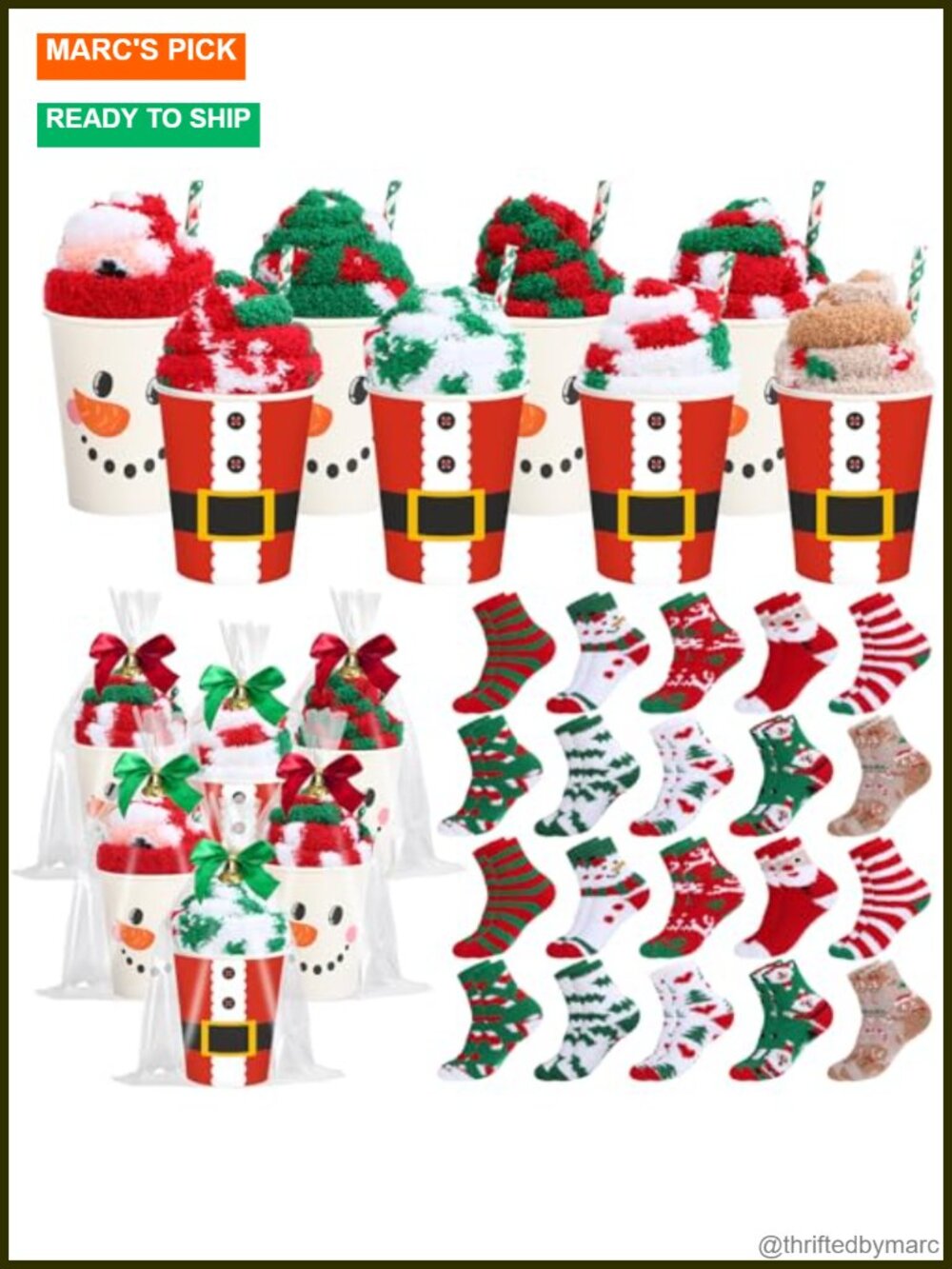 Fuzzy Christmas Socks Set Cupcake DIY Gift Novelty Coral Fleece